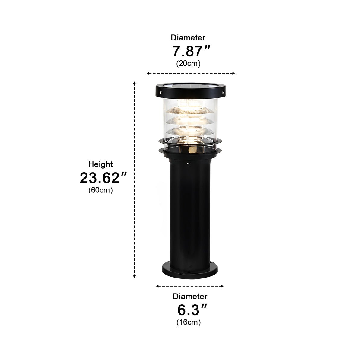 Solar-Pollerleuchte Außen | LED 3 Lichtfarben | IP65 | Garten & Wege