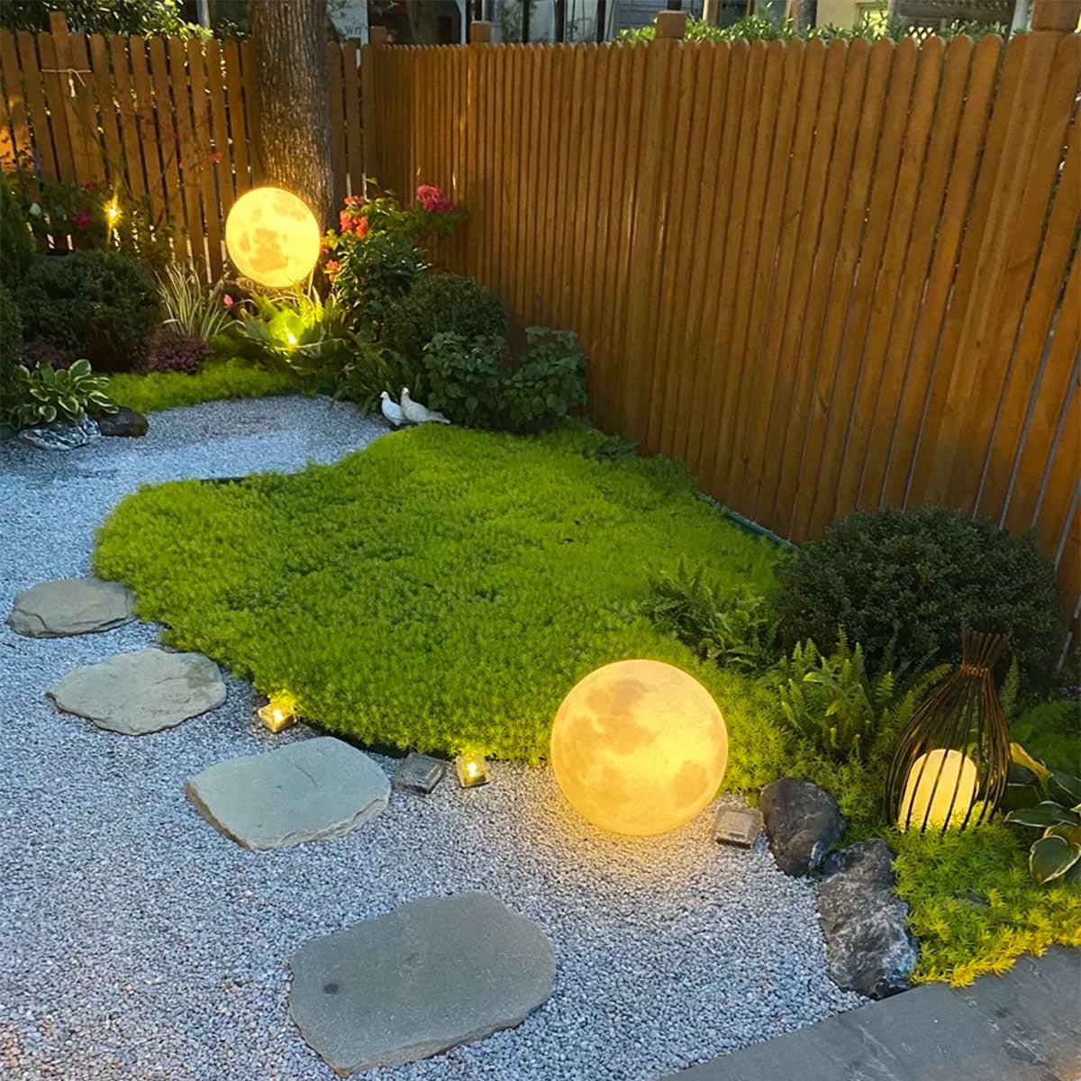 Solar-Gartenleuchte Mondkugel | LED 3000K | IP67 | Außen-Stehlampe
