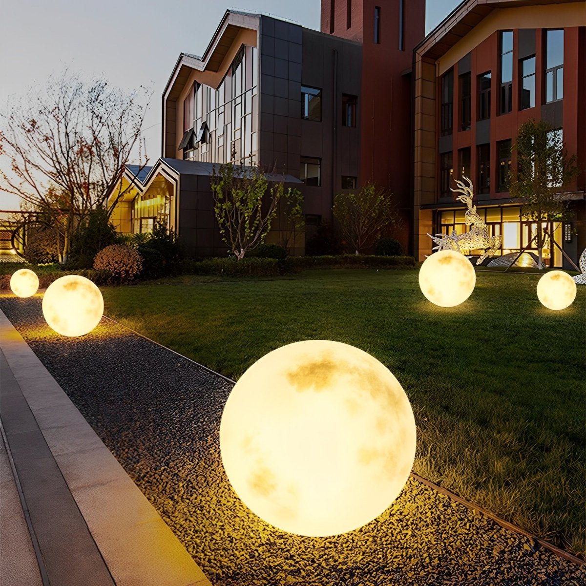 Solar-Gartenleuchte Mondkugel | LED 3000K | IP67 | Außen-Stehlampe