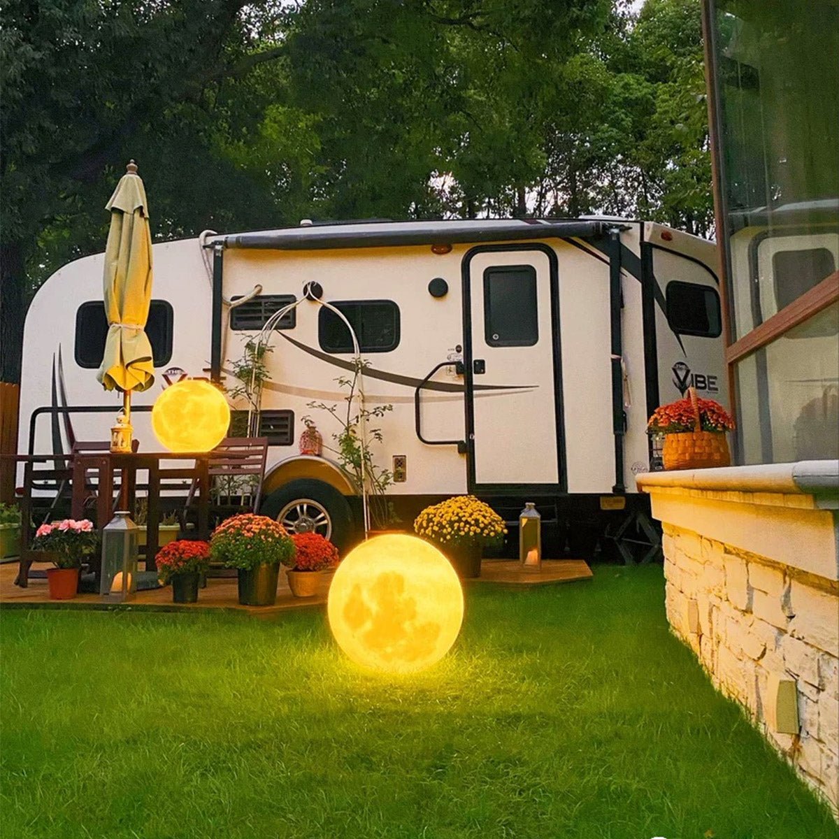 Solar-Gartenleuchte Mondkugel | LED 3000K | IP67 | Außen-Stehlampe
