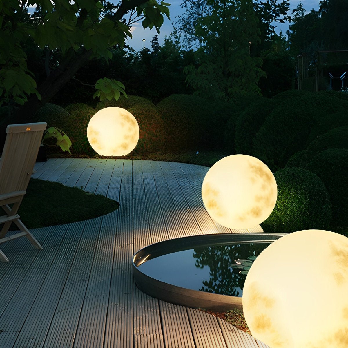 Solar-Gartenleuchte Mondkugel | LED 3000K | IP67 | Außen-Stehlampe