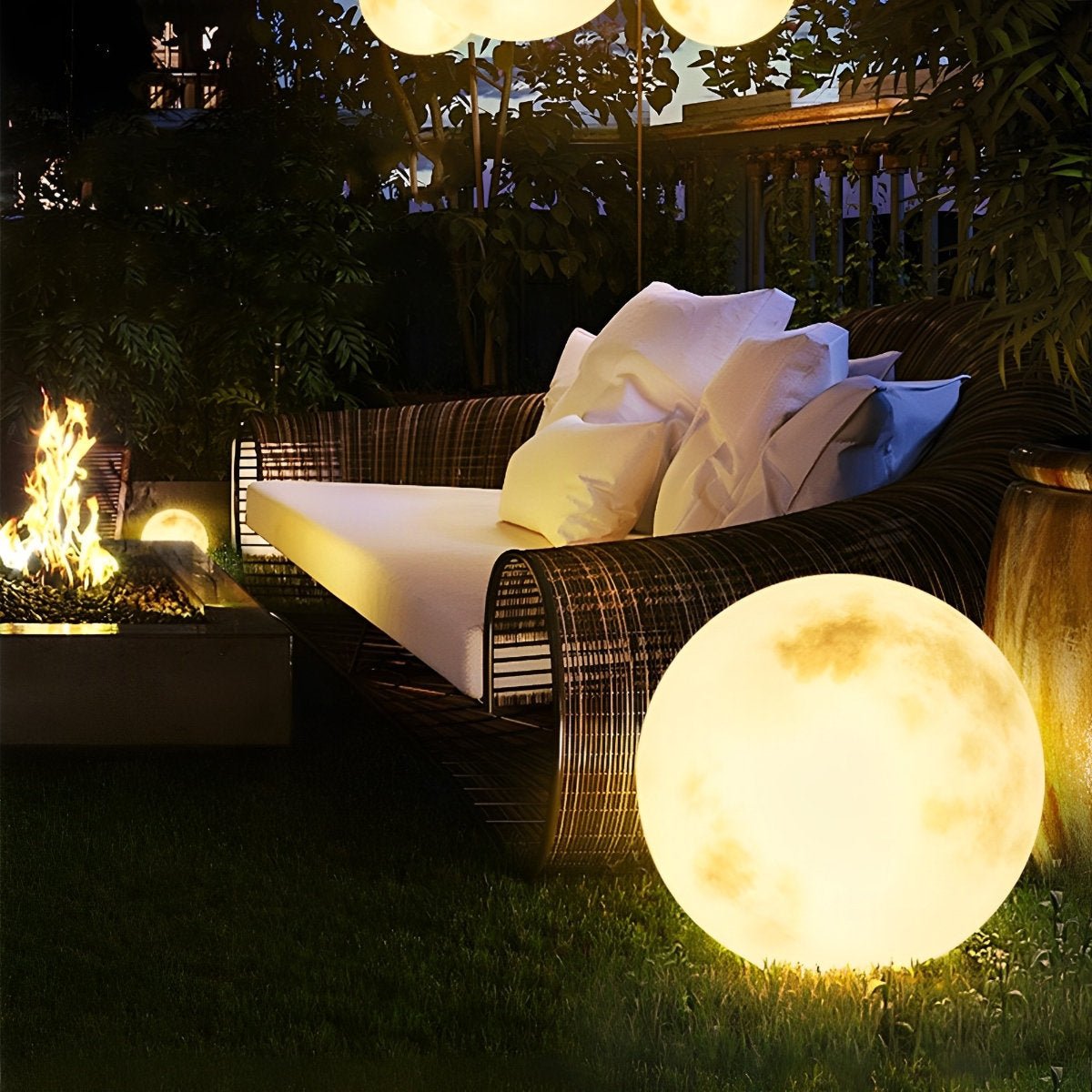 Solar-Gartenleuchte Mondkugel | LED 3000K | IP67 | Außen-Stehlampe